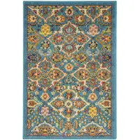 Photo of Blue Floral Power Loom Area Rug