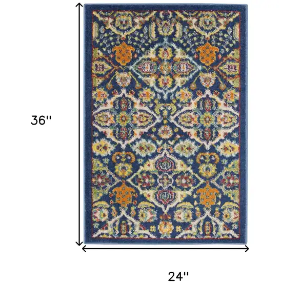 Blue Floral Power Loom Area Rug Photo 3