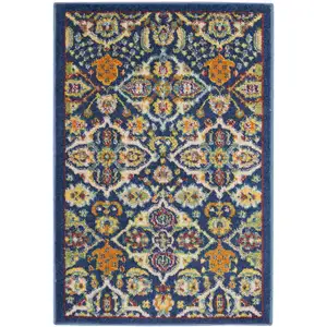 Photo of Blue Floral Power Loom Area Rug