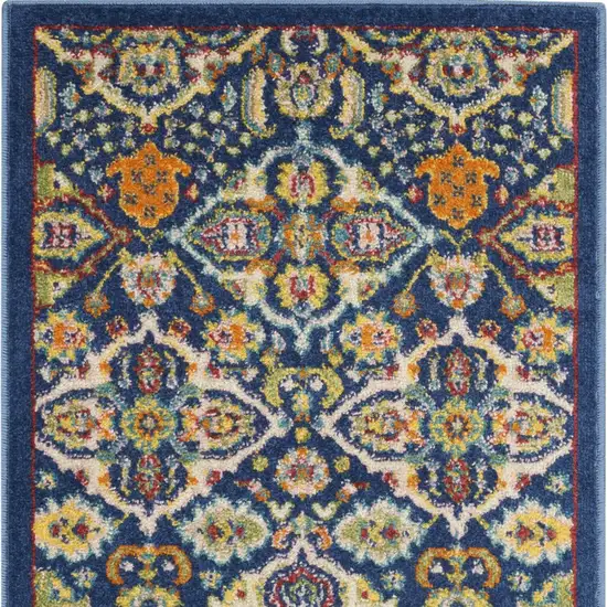 Blue Floral Power Loom Area Rug Photo 5