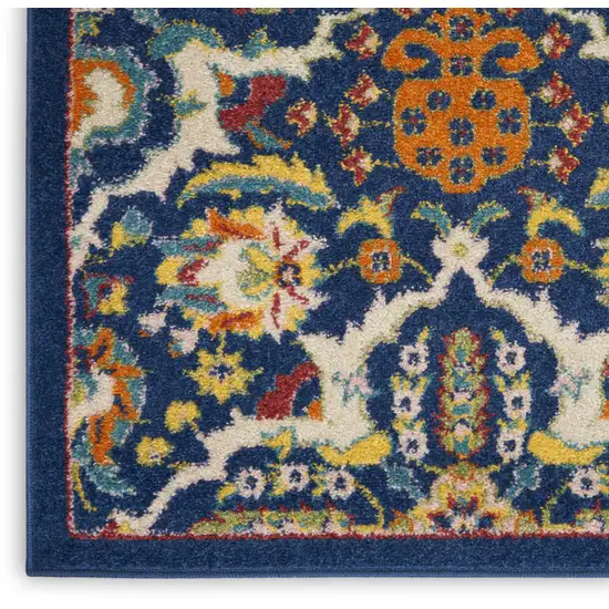 Blue Floral Power Loom Area Rug Photo 4