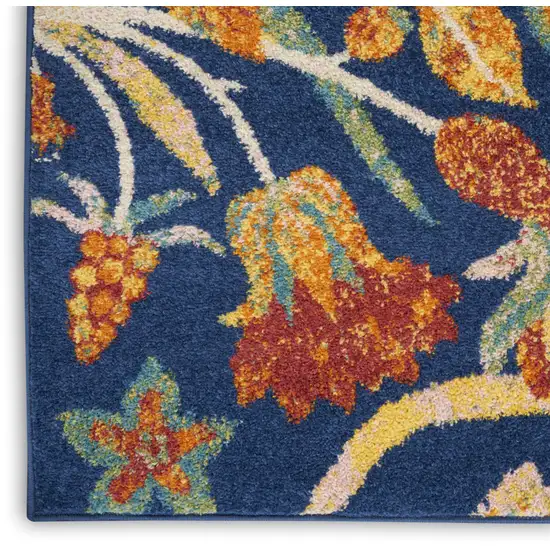 Blue Floral Power Loom Area Rug Photo 8