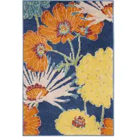 Photo of Blue Floral Power Loom Area Rug