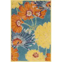 Photo of Blue Floral Power Loom Area Rug