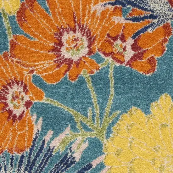 Blue Floral Power Loom Area Rug Photo 9