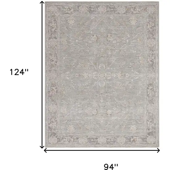 Blue Floral Power Loom Distressed Area Rug With Fringe Photo 3