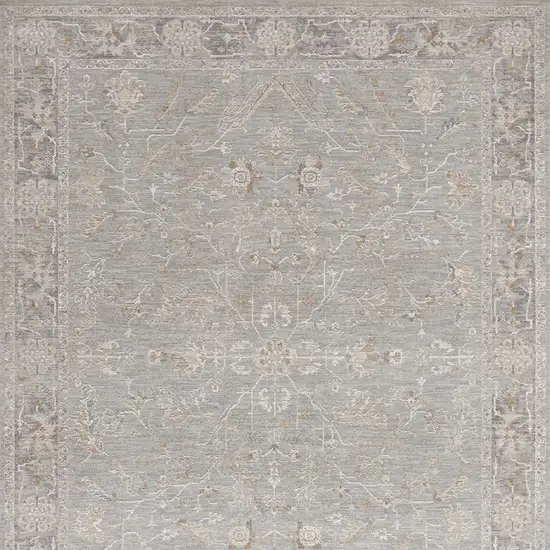 Blue Floral Power Loom Distressed Area Rug With Fringe Photo 7