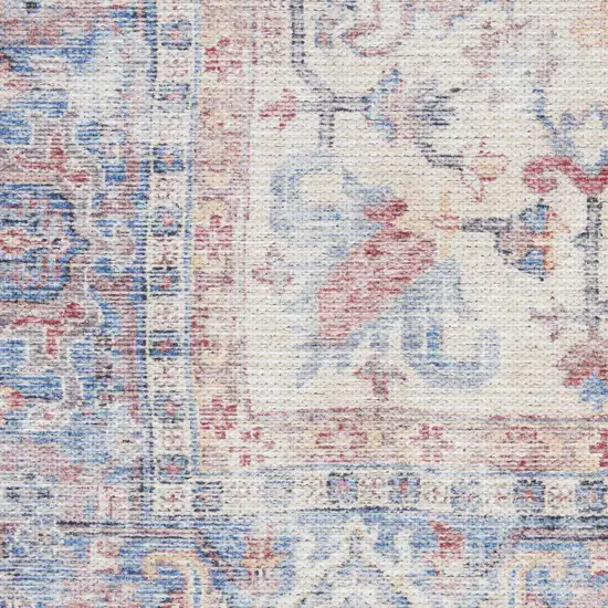 Blue Floral Power Loom Distressed Area Rug Photo 7