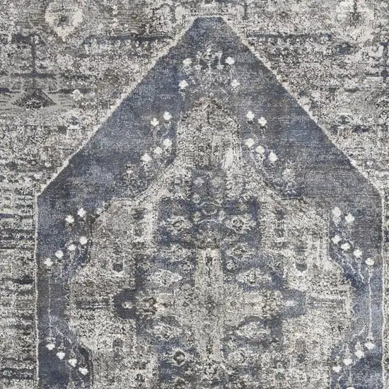 Blue Floral Power Loom Distressed Area Rug Photo 8