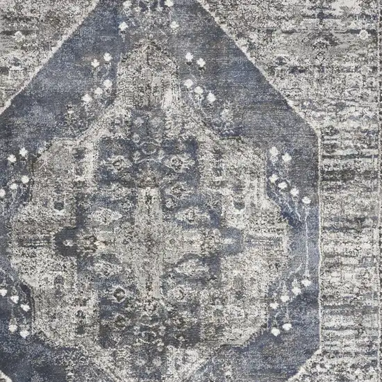 Blue Floral Power Loom Distressed Area Rug Photo 8