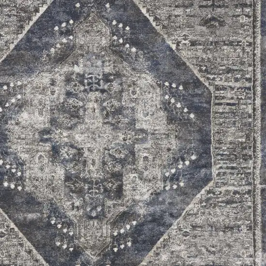 Blue Floral Power Loom Distressed Area Rug Photo 8