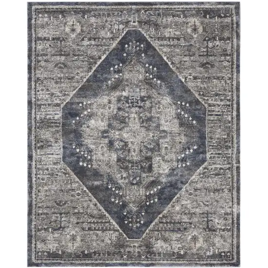 Blue Floral Power Loom Distressed Area Rug Photo 2