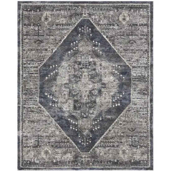 Blue Floral Power Loom Distressed Area Rug Photo 4