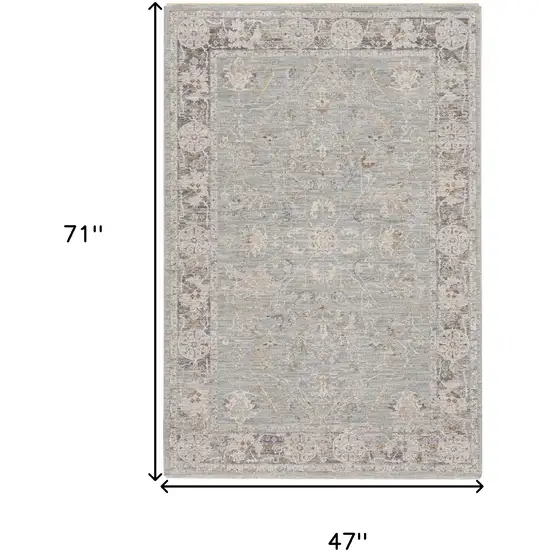 Blue Floral Power Loom Distressed Area Rug Photo 3