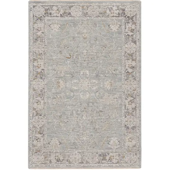 Blue Floral Power Loom Distressed Area Rug Photo 5