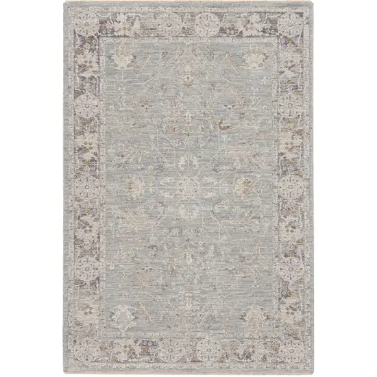 Blue Floral Power Loom Distressed Area Rug Photo 2