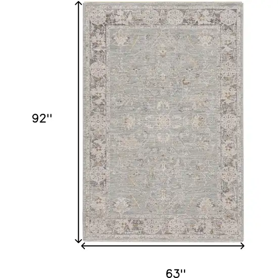 Blue Floral Power Loom Distressed Area Rug Photo 3