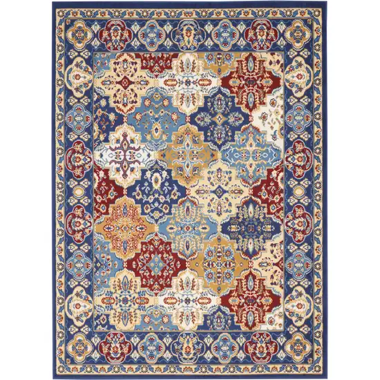 Blue Floral Power Loom Non Skid Area Rug Photo 1