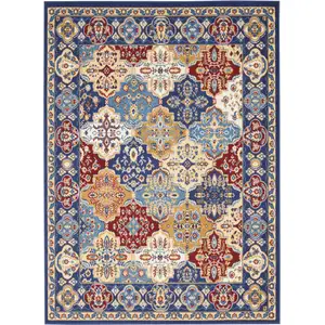 Photo of Blue Floral Power Loom Non Skid Area Rug