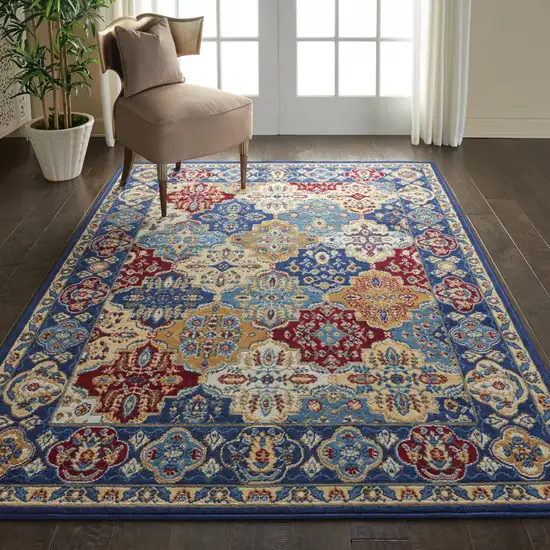 Blue Floral Power Loom Non Skid Area Rug Photo 8