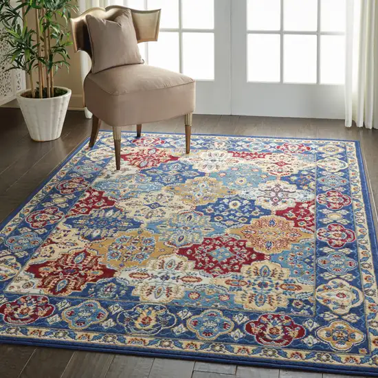 Blue Floral Power Loom Non Skid Area Rug Photo 9