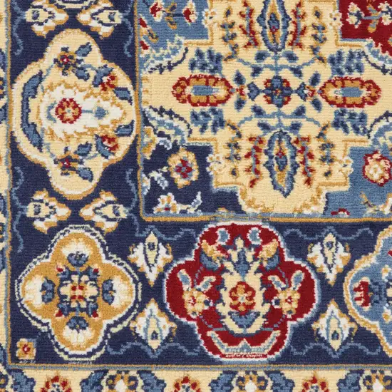Blue Floral Power Loom Non Skid Area Rug Photo 3