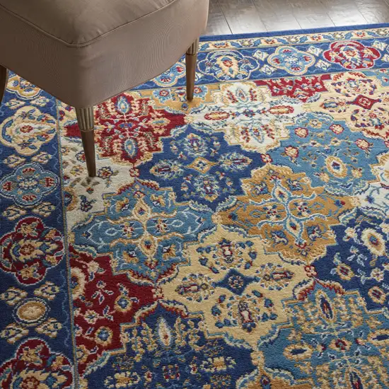 Blue Floral Power Loom Non Skid Area Rug Photo 6