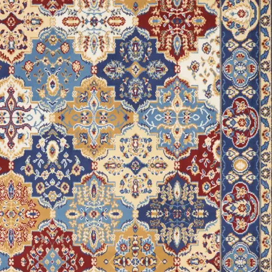 Blue Floral Power Loom Non Skid Area Rug Photo 6