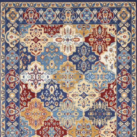 Blue Floral Power Loom Non Skid Area Rug Photo 8