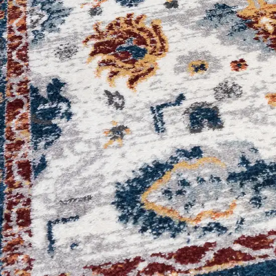 Blue Floral Power Loom Runner Rug Photo 6