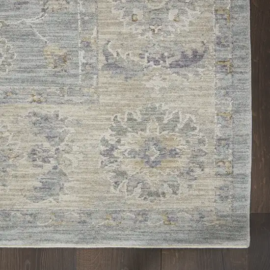 Blue Floral Power Loom Runner Rug Photo 6