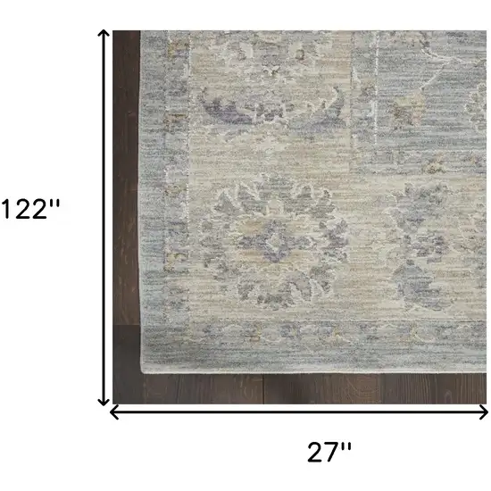 Blue Floral Power Loom Runner Rug Photo 8