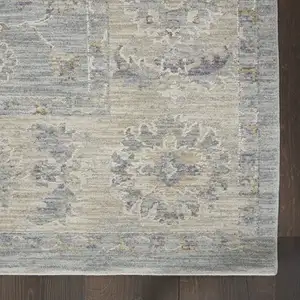 Photo of Blue Floral Power Loom Runner Rug