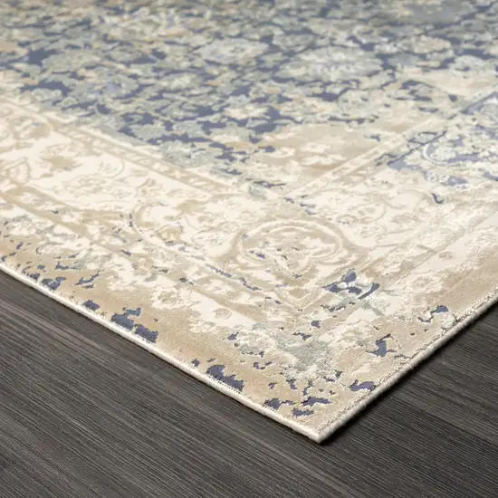 Blue Floral Runner Rug Photo 8