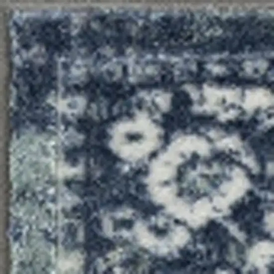 Blue Floral Stain Resistant Area Rug Photo 12