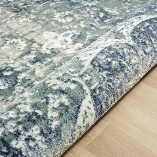 Blue Floral Stain Resistant Area Rug Photo 8