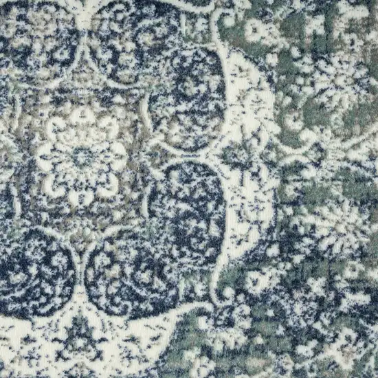 Blue Floral Stain Resistant Area Rug Photo 9