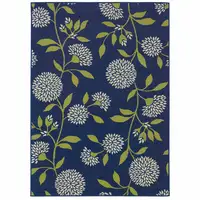 Photo of Blue Floral Stain Resistant Indoor Outdoor Area Rug