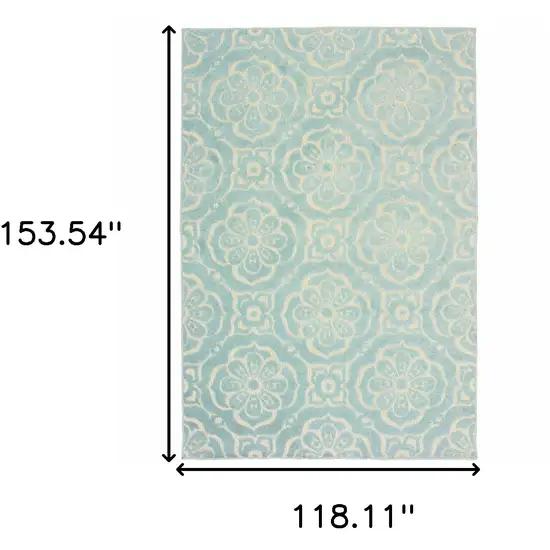 Blue Floral Stain Resistant Indoor Outdoor Area Rug Photo 5