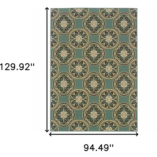 Blue Floral Stain Resistant Indoor Outdoor Area Rug Photo 5