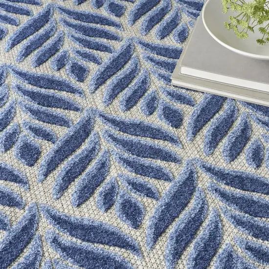 Blue Floral Stain Resistant Non Skid Area Rug Photo 8