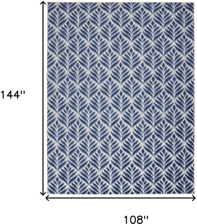 Blue Floral Stain Resistant Non Skid Area Rug Photo 5