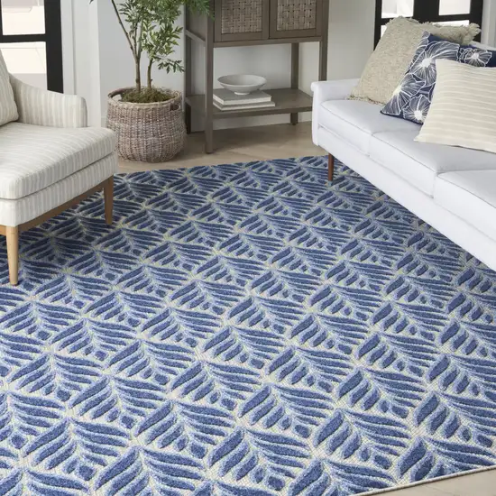 Blue Floral Stain Resistant Non Skid Area Rug Photo 9