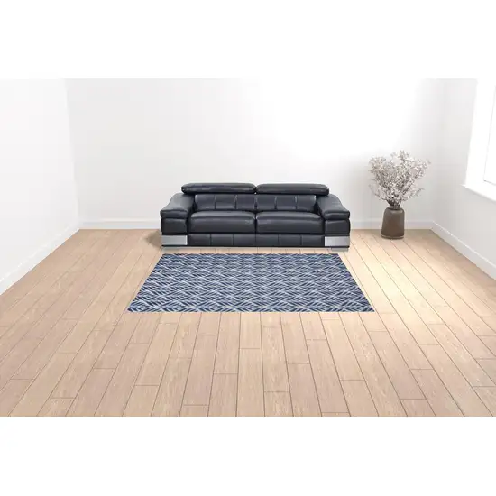 Blue Floral Stain Resistant Non Skid Area Rug Photo 2