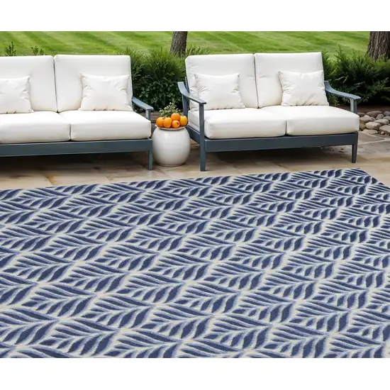 Blue Floral Stain Resistant Non Skid Area Rug Photo 1