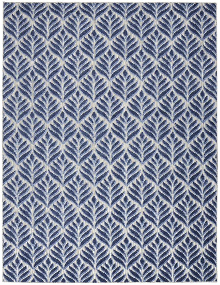 Blue Floral Stain Resistant Non Skid Area Rug Photo 1