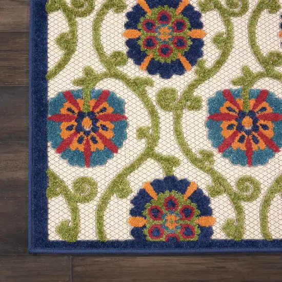 Blue Floral Vines Indoor Outdoor Area Rug Photo 2