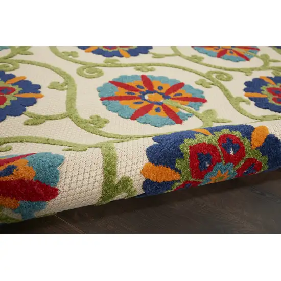 Blue Floral Vines Indoor Outdoor Area Rug Photo 2