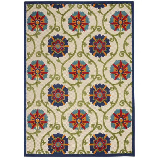 Blue Floral Vines Indoor Outdoor Area Rug Photo 1