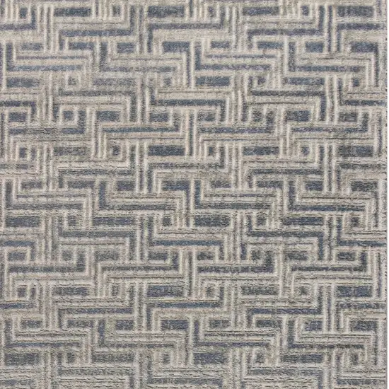 Blue Geometric Distressed Area Rug Photo 5